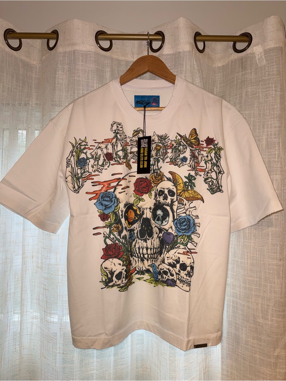 Godspeed Next Gen MMXXV Skull Roses Graphic Tee White M NWT